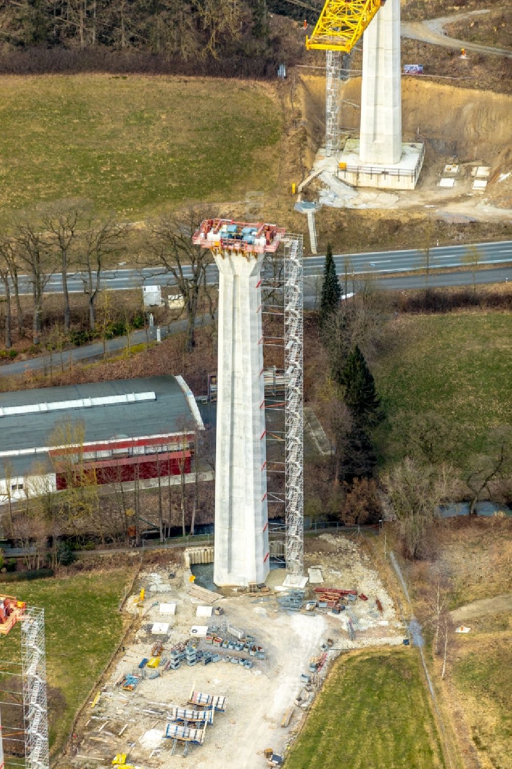 Aerial photograph Bad Wünnenberg - Construction of the bypass road in in Bad Wuennenberg in the state North Rhine-Westphalia, Germany