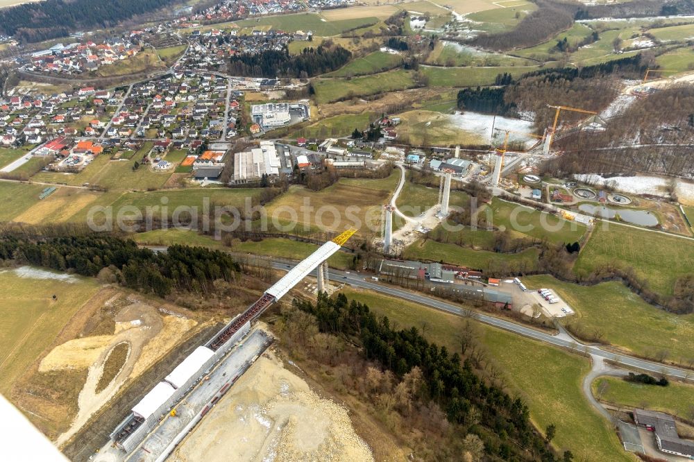 Aerial photograph Bad Wünnenberg - Construction of the bypass road in in Bad Wuennenberg in the state North Rhine-Westphalia, Germany