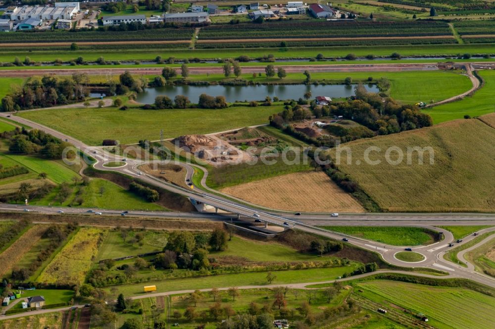 Offenburg from above - Construction of the bypass road in in in the state Baden-Wuerttemberg, Germany