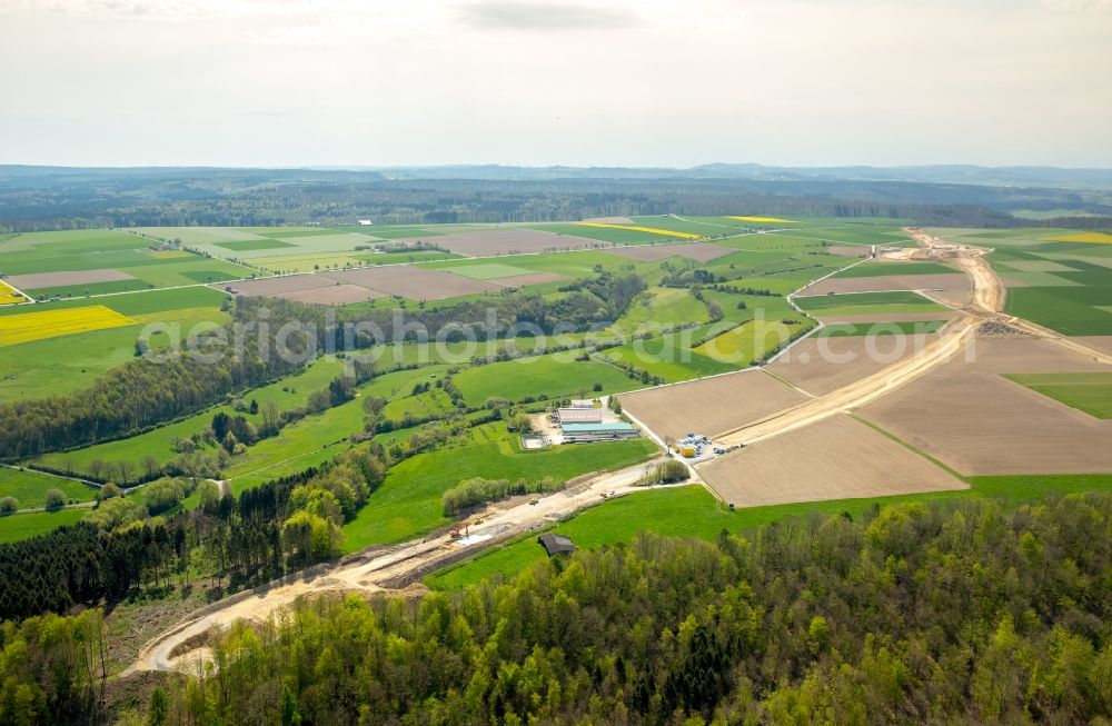 Bad Wünnenberg from the bird's eye view: Construction of the bypass road near Bad Wuennenberg in the state North Rhine-Westphalia