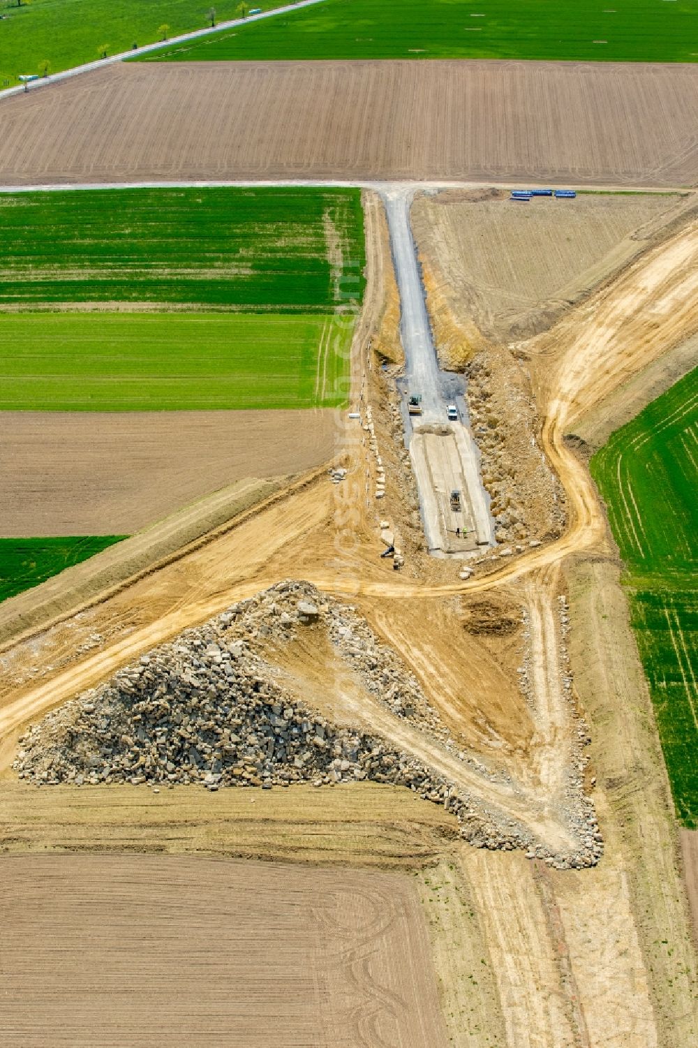 Bad Wünnenberg from the bird's eye view: Construction of the bypass road near Bad Wuennenberg in the state North Rhine-Westphalia