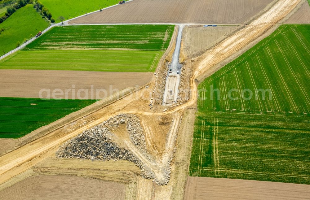 Aerial image Bad Wünnenberg - Construction of the bypass road near Bad Wuennenberg in the state North Rhine-Westphalia