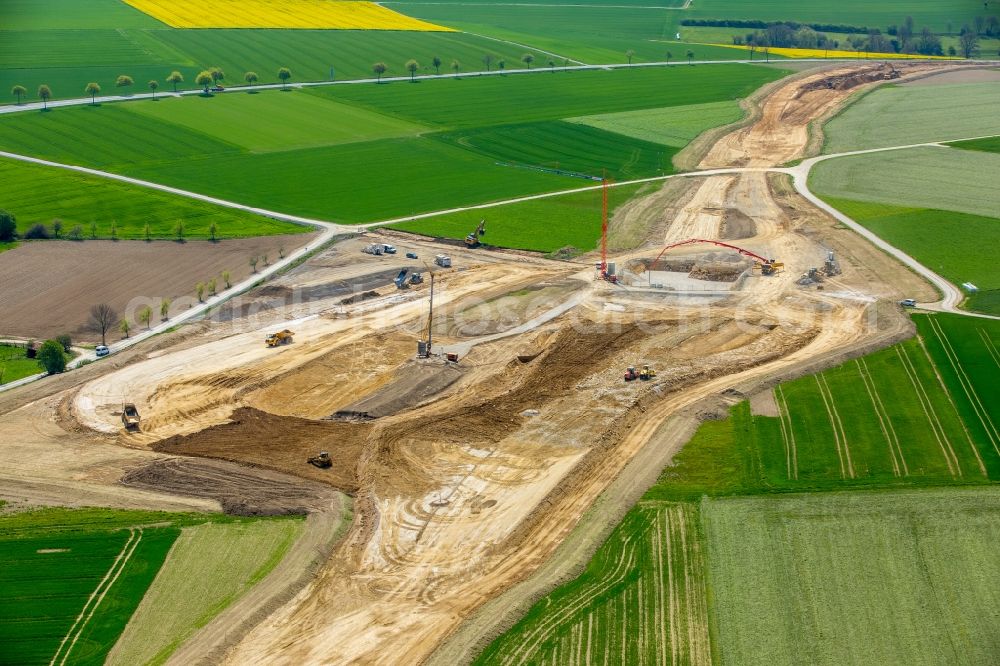 Aerial photograph Bad Wünnenberg - Construction of the bypass road near Bad Wuennenberg in the state North Rhine-Westphalia