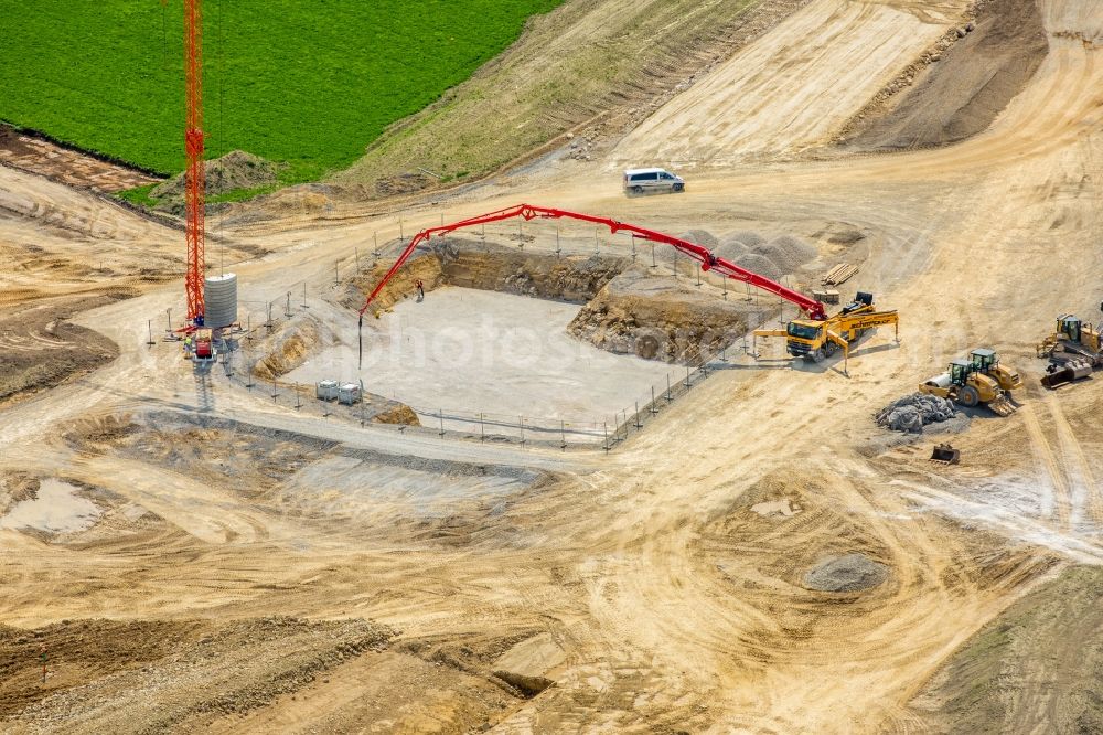 Bad Wünnenberg from above - Construction of the bypass road near Bad Wuennenberg in the state North Rhine-Westphalia