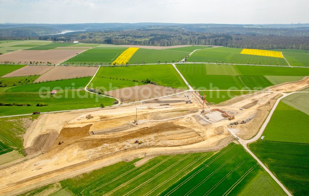 Bad Wünnenberg from the bird's eye view: Construction of the bypass road near Bad Wuennenberg in the state North Rhine-Westphalia