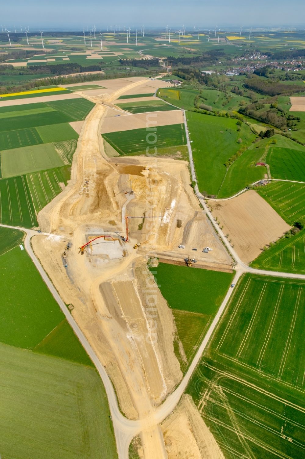 Bad Wünnenberg from the bird's eye view: Construction of the bypass road near Bad Wuennenberg in the state North Rhine-Westphalia