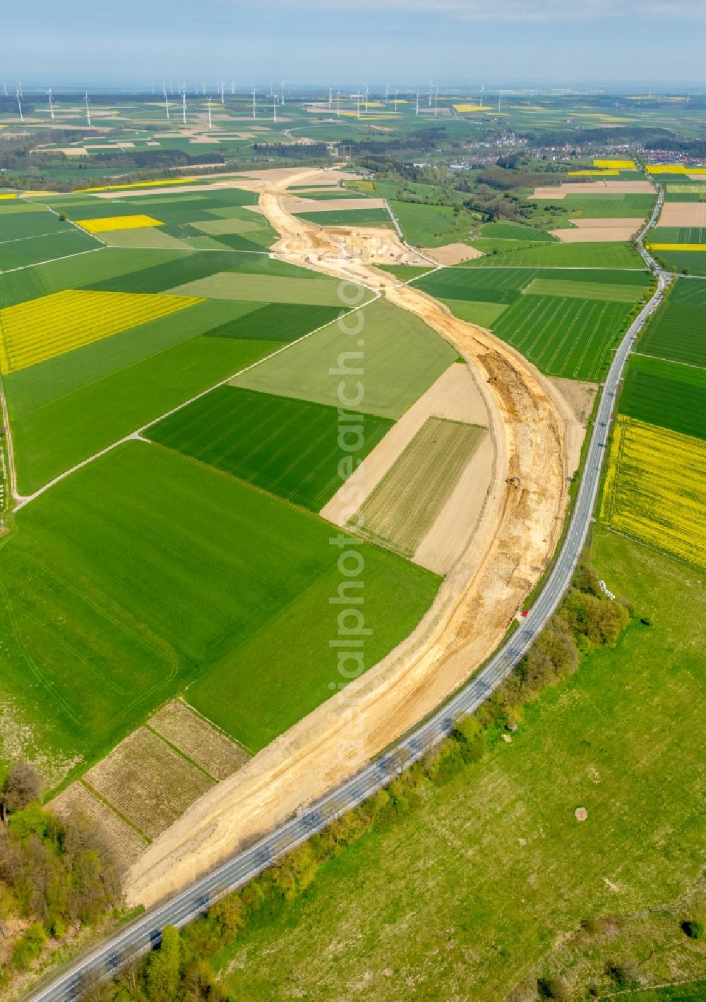 Aerial image Bad Wünnenberg - Construction of the bypass road near Bad Wuennenberg in the state North Rhine-Westphalia