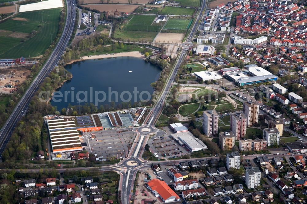 Bensheim from above - Construction of the bypass road in in Bensheim in the state Hesse