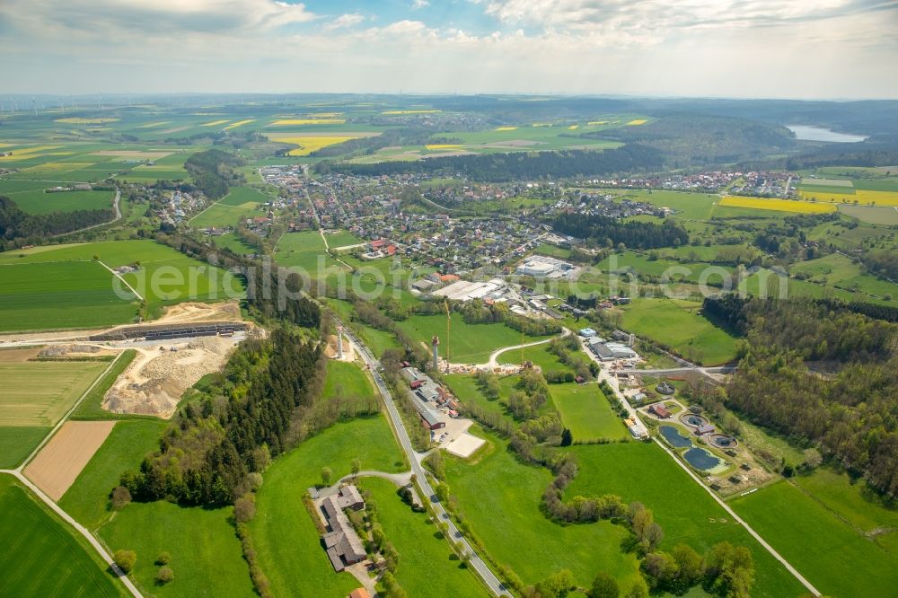 Aerial image Bad Wünnenberg - Construction of the bypass road bridge Aftetalbruecke in in Bad Wuennenberg in the state North Rhine-Westphalia