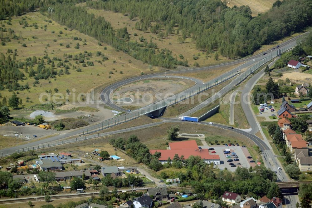 Brieskow-Finkenheerd from above - Construction of the bypass road in in Brieskow-Finkenheerd in the state Brandenburg