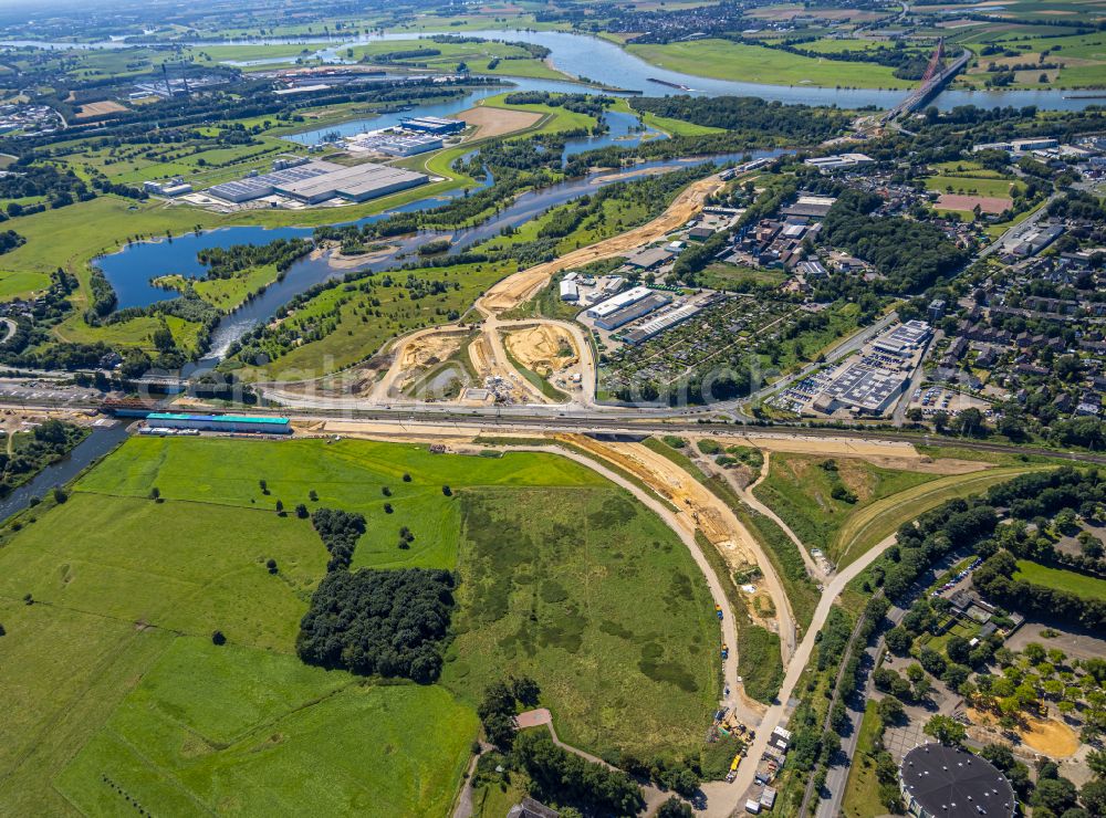 Aerial photograph Wesel - Construction of the bypass road in in Wesel in the state North Rhine-Westphalia, Germany