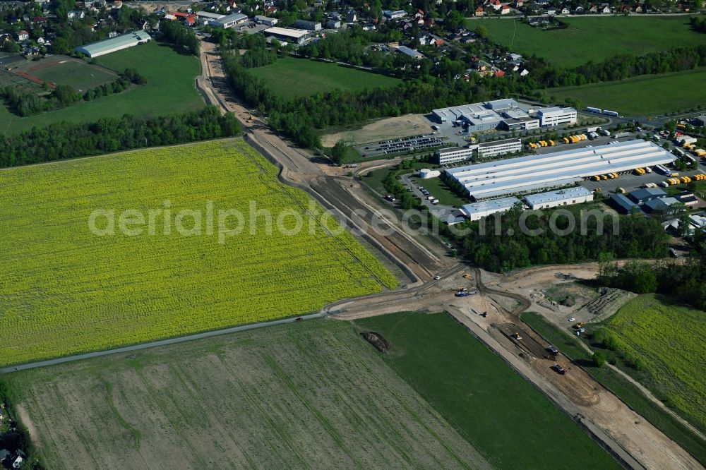 Stahnsdorf from the bird's eye view: Construction of the bypass road L77 n in in the district Gueterfelde in Stahnsdorf in the state Brandenburg, Germany