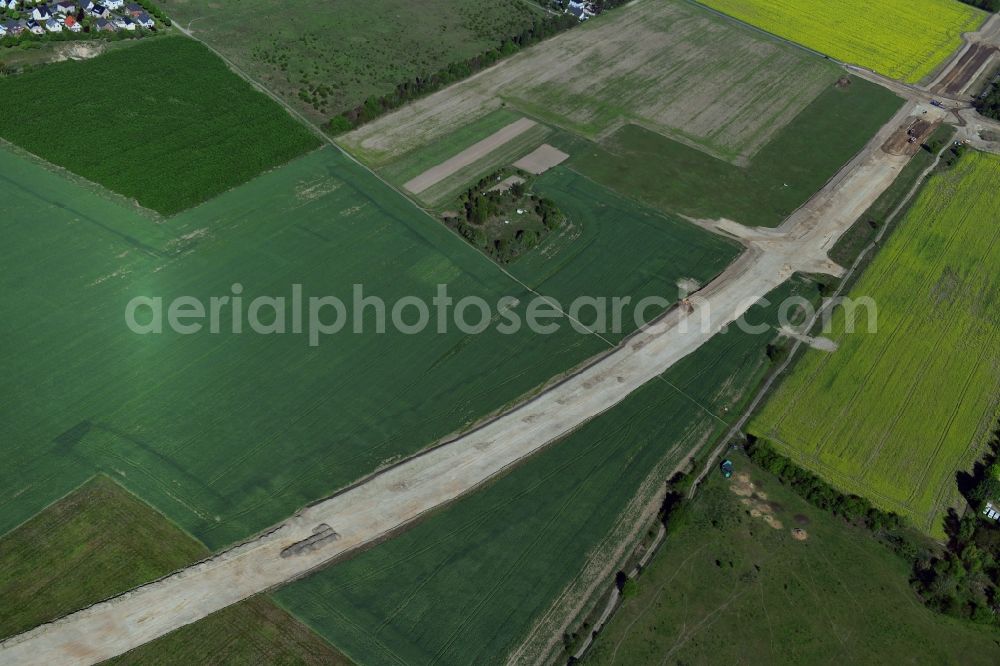 Stahnsdorf from the bird's eye view: Construction of the bypass road L77 n in in the district Gueterfelde in Stahnsdorf in the state Brandenburg, Germany