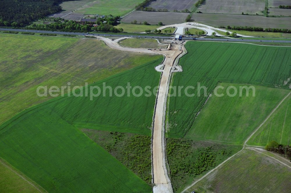 Aerial image Stahnsdorf - Construction of the bypass road L77 n in in the district Gueterfelde in Stahnsdorf in the state Brandenburg, Germany