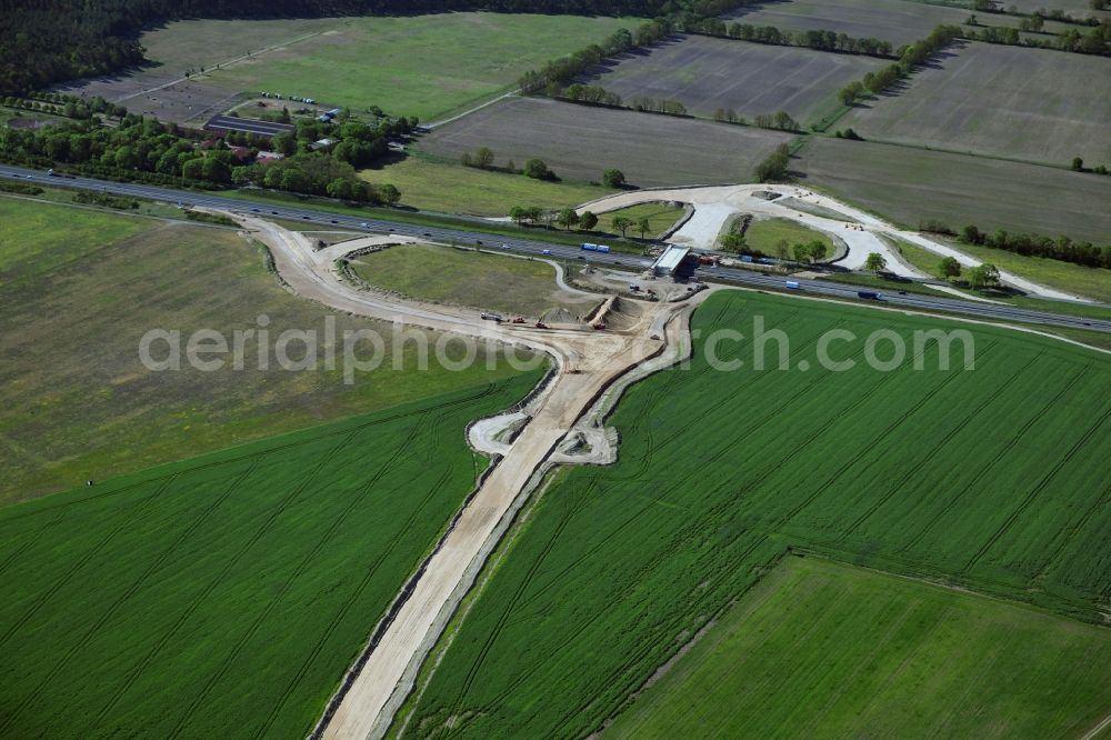 Aerial photograph Stahnsdorf - Construction of the bypass road L77 n in in the district Gueterfelde in Stahnsdorf in the state Brandenburg, Germany