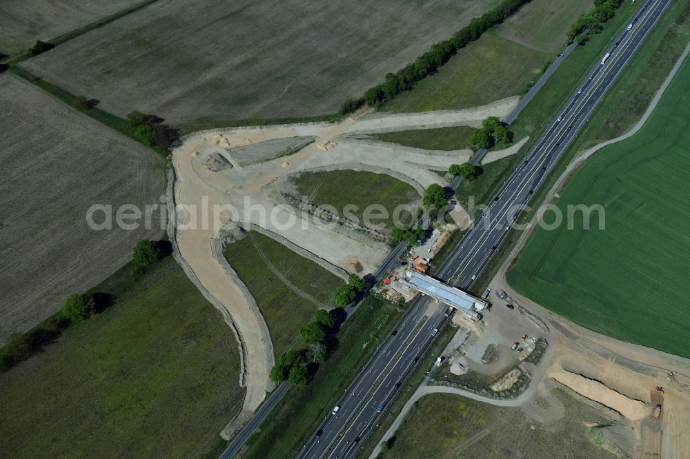 Stahnsdorf from above - Construction of the bypass road L77 n in in the district Gueterfelde in Stahnsdorf in the state Brandenburg, Germany