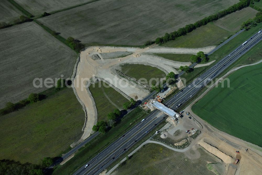 Stahnsdorf from the bird's eye view: Construction of the bypass road L77 n in in the district Gueterfelde in Stahnsdorf in the state Brandenburg, Germany