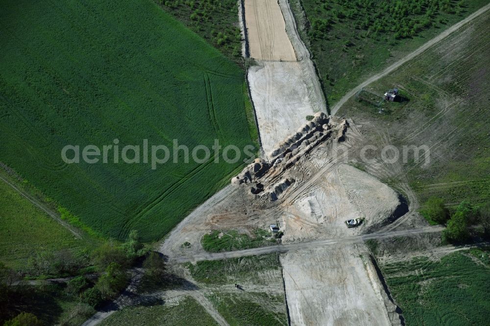 Aerial photograph Stahnsdorf - Construction of the bypass road L77 n in in the district Gueterfelde in Stahnsdorf in the state Brandenburg, Germany