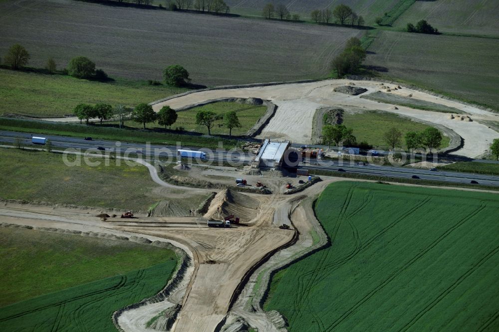 Stahnsdorf from above - Construction of the bypass road L77 n in in the district Gueterfelde in Stahnsdorf in the state Brandenburg, Germany