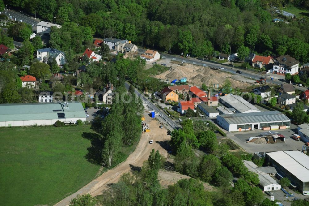 Aerial image Stahnsdorf - Construction of the bypass road L77 n in in the district Gueterfelde in Stahnsdorf in the state Brandenburg, Germany