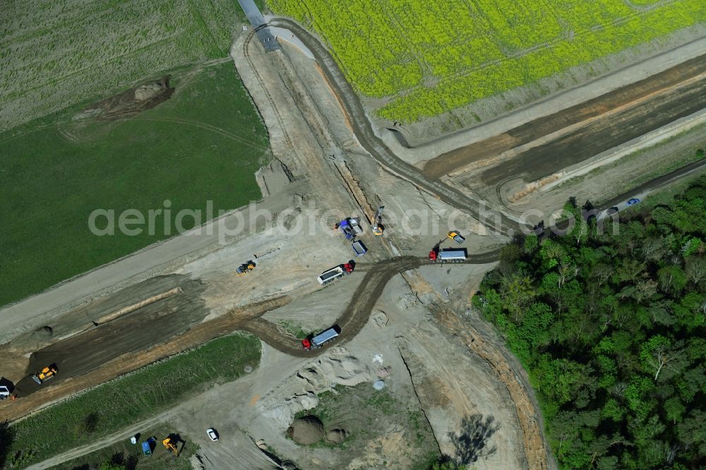 Aerial photograph Stahnsdorf - Construction of the bypass road L77 n in in the district Gueterfelde in Stahnsdorf in the state Brandenburg, Germany