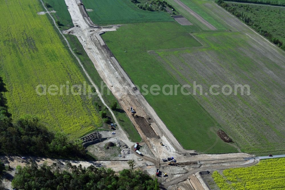 Aerial image Stahnsdorf - Construction of the bypass road L77 n in in the district Gueterfelde in Stahnsdorf in the state Brandenburg, Germany