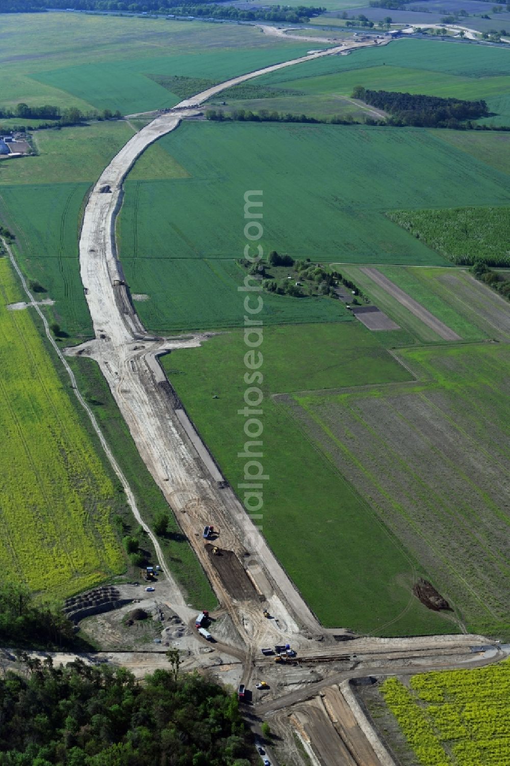 Aerial photograph Stahnsdorf - Construction of the bypass road L77 n in in the district Gueterfelde in Stahnsdorf in the state Brandenburg, Germany