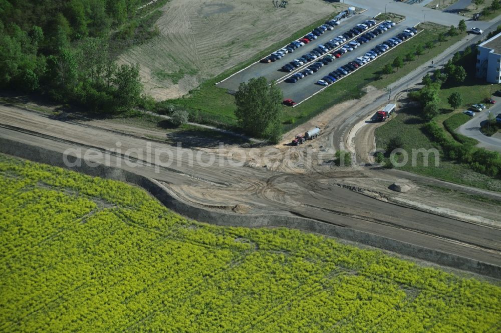 Aerial image Stahnsdorf - Construction of the bypass road L77 n in in the district Gueterfelde in Stahnsdorf in the state Brandenburg, Germany