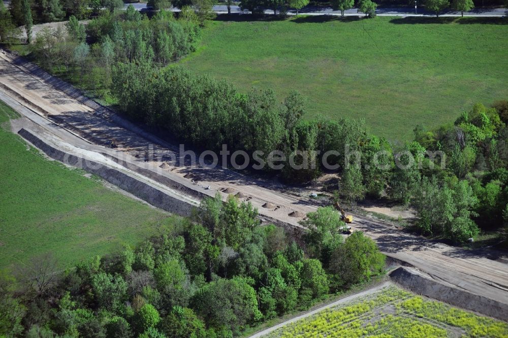 Aerial photograph Stahnsdorf - Construction of the bypass road L77 n in in the district Gueterfelde in Stahnsdorf in the state Brandenburg, Germany