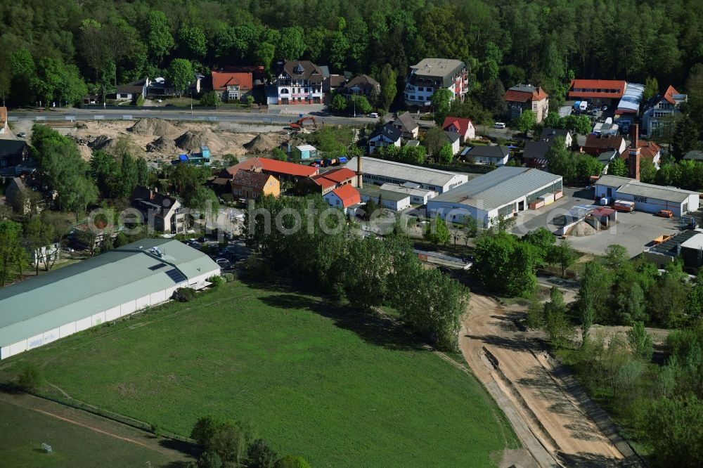 Stahnsdorf from above - Construction of the bypass road L77 n in in the district Gueterfelde in Stahnsdorf in the state Brandenburg, Germany