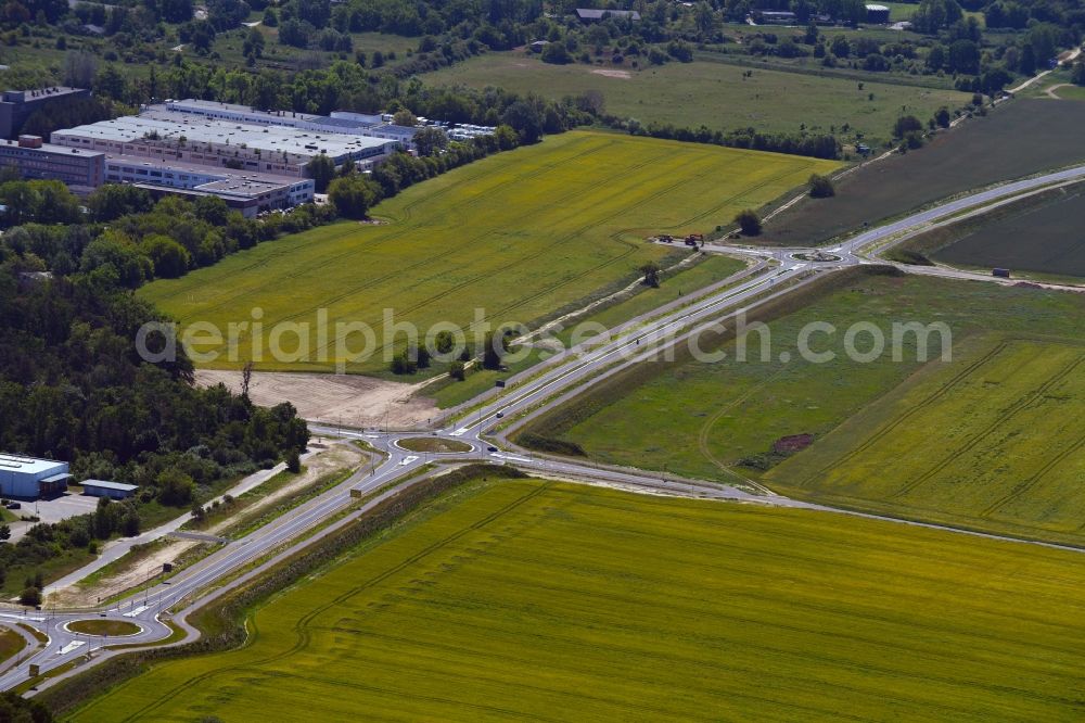 Stahnsdorf from above - Construction of the bypass road L77 n in the district Gueterfelde in Stahnsdorf in the state Brandenburg, Germany