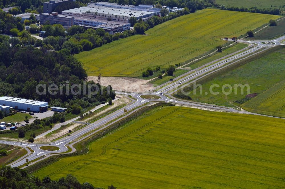 Stahnsdorf from the bird's eye view: Construction of the bypass road L77 n in the district Gueterfelde in Stahnsdorf in the state Brandenburg, Germany