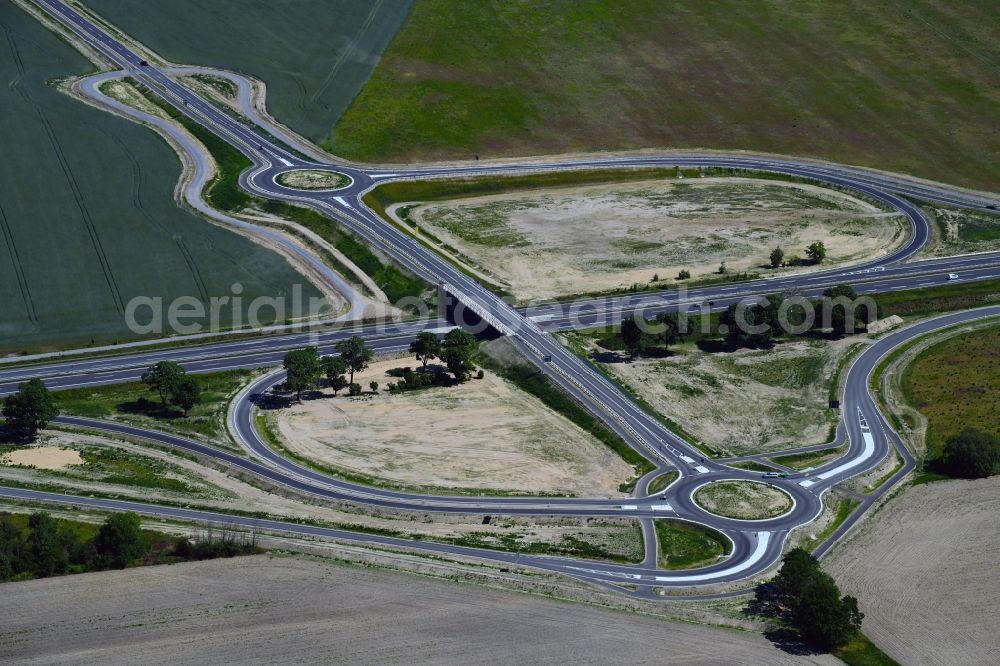 Aerial image Stahnsdorf - Construction of the bypass road L77 n in the district Gueterfelde in Stahnsdorf in the state Brandenburg, Germany