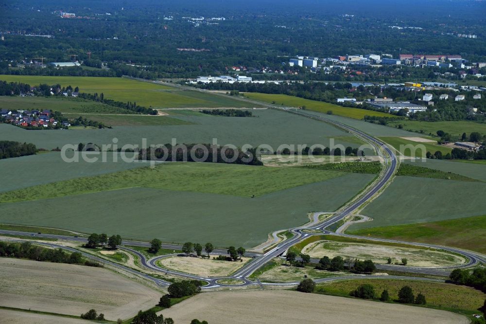 Aerial image Stahnsdorf - Construction of the bypass road L77 n in the district Gueterfelde in Stahnsdorf in the state Brandenburg, Germany