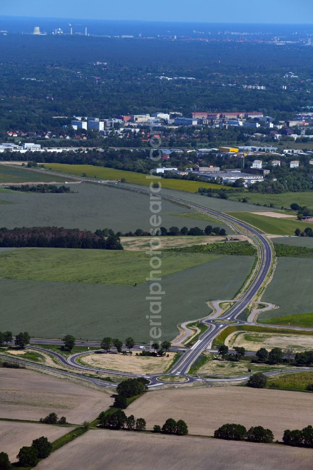 Aerial image Stahnsdorf - Construction of the bypass road L77 n in the district Gueterfelde in Stahnsdorf in the state Brandenburg, Germany