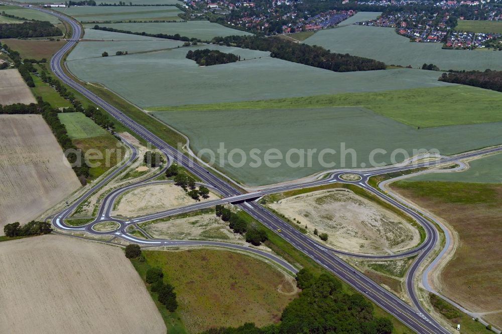 Stahnsdorf from above - Construction of the bypass road L77 n in the district Gueterfelde in Stahnsdorf in the state Brandenburg, Germany