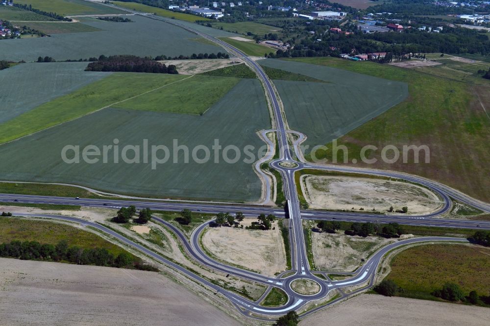 Stahnsdorf from the bird's eye view: Construction of the bypass road L77 n in the district Gueterfelde in Stahnsdorf in the state Brandenburg, Germany