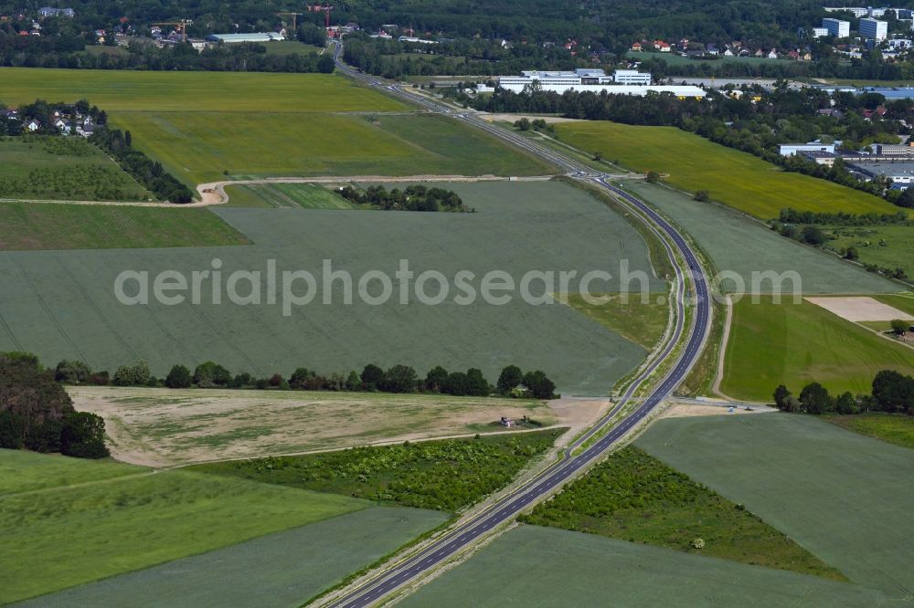 Aerial image Stahnsdorf - Construction of the bypass road L77 n in the district Gueterfelde in Stahnsdorf in the state Brandenburg, Germany