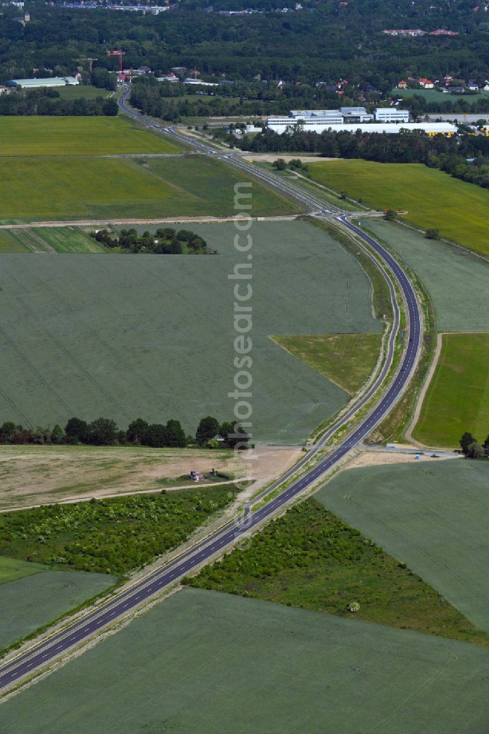 Aerial photograph Stahnsdorf - Construction of the bypass road L77 n in the district Gueterfelde in Stahnsdorf in the state Brandenburg, Germany