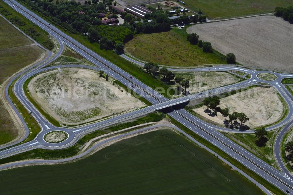 Stahnsdorf from the bird's eye view: Construction of the bypass road L77 n in the district Gueterfelde in Stahnsdorf in the state Brandenburg, Germany