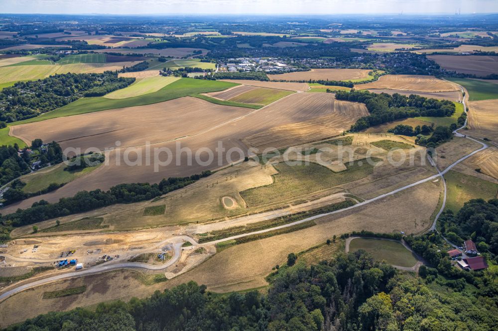 Hösel from the bird's eye view: Construction of the bypass road of Lilienstrasse - Nottberg in Hoesel at Ruhrgebiet in the state North Rhine-Westphalia, Germany