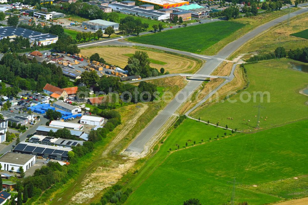 Münster from above - Construction of the bypass road in on street Rudolf-Diesel-Strasse in the district Ost in Muenster in the state North Rhine-Westphalia, Germany