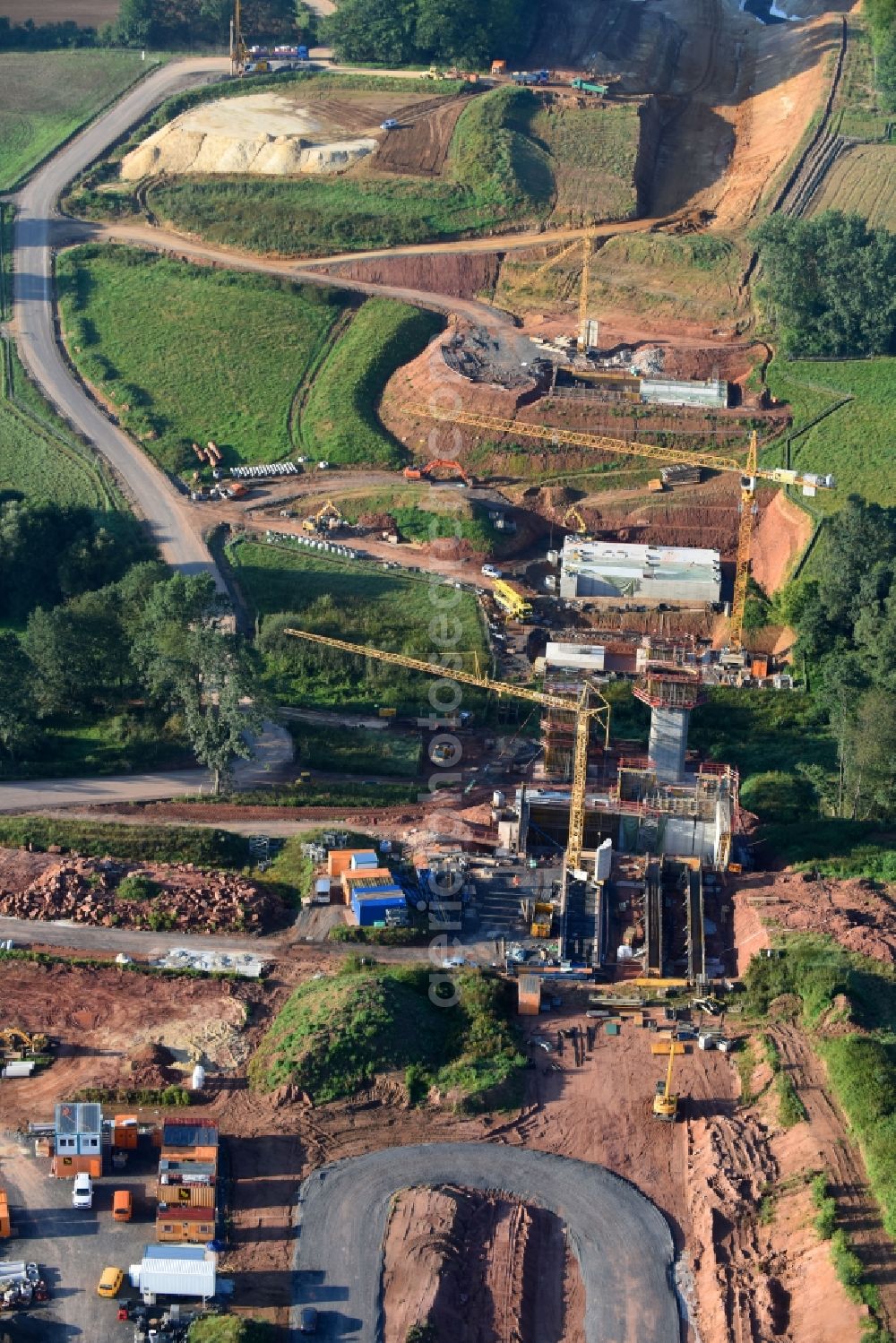 Aerial photograph Neuental - Construction of the bypass road in in Neuental in the state Hesse, Germany