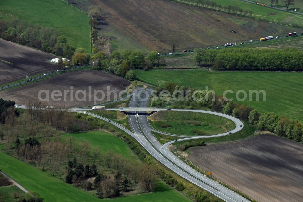 Aerial image Trebbin - Construction of the bypass road in in Trebbin in the state Brandenburg