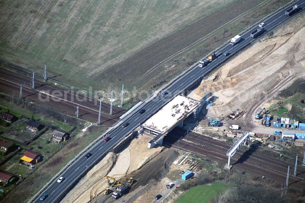 Aerial photograph Mahlow - Ausbau der Ortsumgehungsstraße bei Mahlow in Brandenburg durch die SCHÄLERBAU GmbH