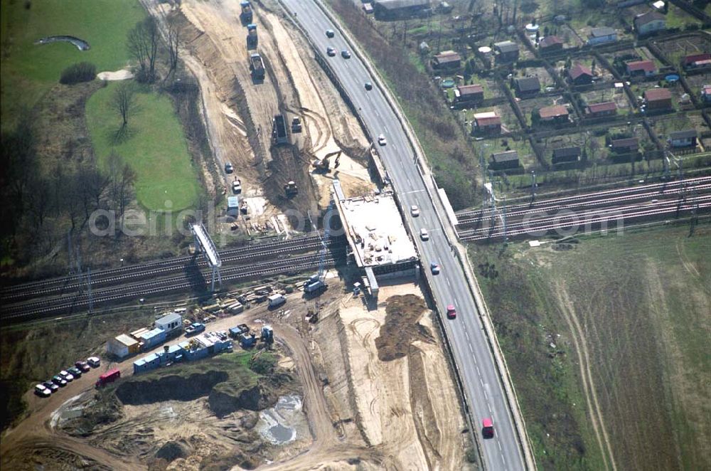 Mahlow from the bird's eye view: Ausbau der Ortsumgehungsstraße bei Mahlow in Brandenburg durch die SCHÄLERBAU GmbH