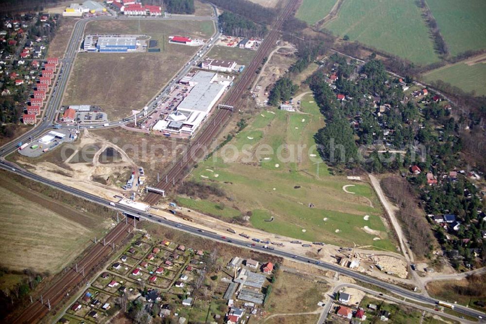 Mahlow from the bird's eye view: Ausbau der Ortsumgehungsstraße bei Mahlow in Brandenburg durch die SCHÄLERBAU GmbH