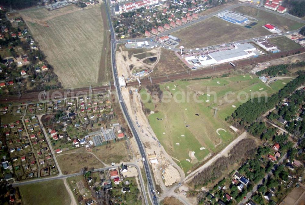 Mahlow from above - Ausbau der Ortsumgehungsstraße bei Mahlow in Brandenburg durch die SCHÄLERBAU GmbH