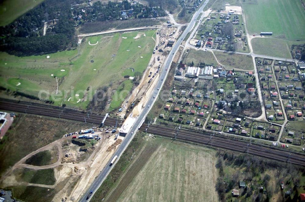 Mahlow from the bird's eye view: Ausbau der Ortsumgehungsstraße bei Mahlow in Brandenburg durch die SCHÄLERBAU GmbH