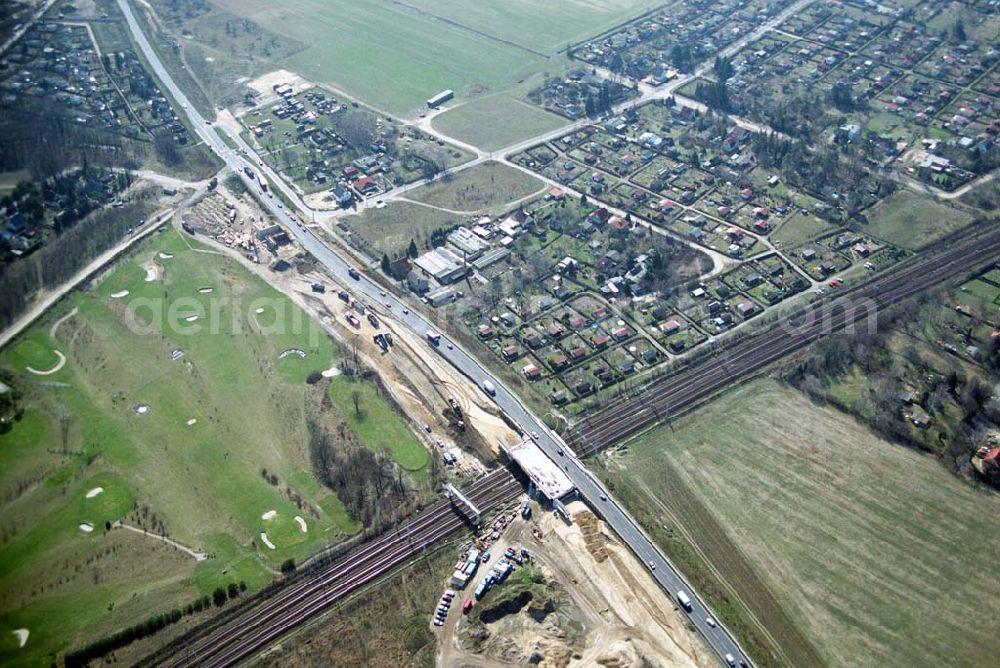 Mahlow from the bird's eye view: Ausbau der Ortsumgehungsstraße bei Mahlow in Brandenburg durch die SCHÄLERBAU GmbH